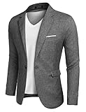 COOFANDY Herren Sakko Sportlich Freizeit Blazer Regular Fit Anzug Lässig, Grau, Gr. XL