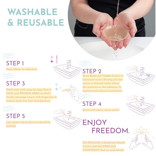 Image of Boob-eez Hypoallergenic Adhesive Nipple Covers (8 cm) Sweat Proof 100% Silicone, Non-Toxic, Reusable & Washable