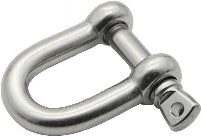 Stainless Steel Lifting Bow Shackle D-Link Rigging Hardware for Marine, Boat Trailer, Towing - 5mm to 10mm (Pack of 1), Heavy Duty Steel Rope Connector(M10 (D Type) for)
