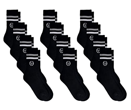 Sergio Tacchini Chaussettes Tennis Homme Lot de 12 Paires Noir 39/42
