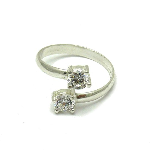 Bague en argent massif 925 femme avec double pierre CZ rectangulaire R001548