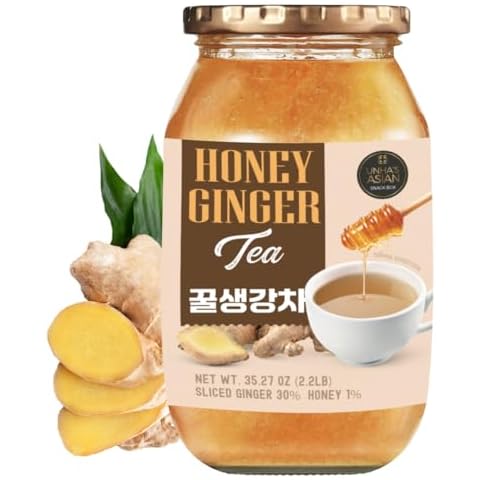 Unha Korean Honey Ginger Tea 35.2 OZ – Premium Sliced Ginger with Real Honey, Sweet Spicy Hot or Cold Tea, Marmalades, and Culinary Creations, PRODUCT OF KOREA Cover
