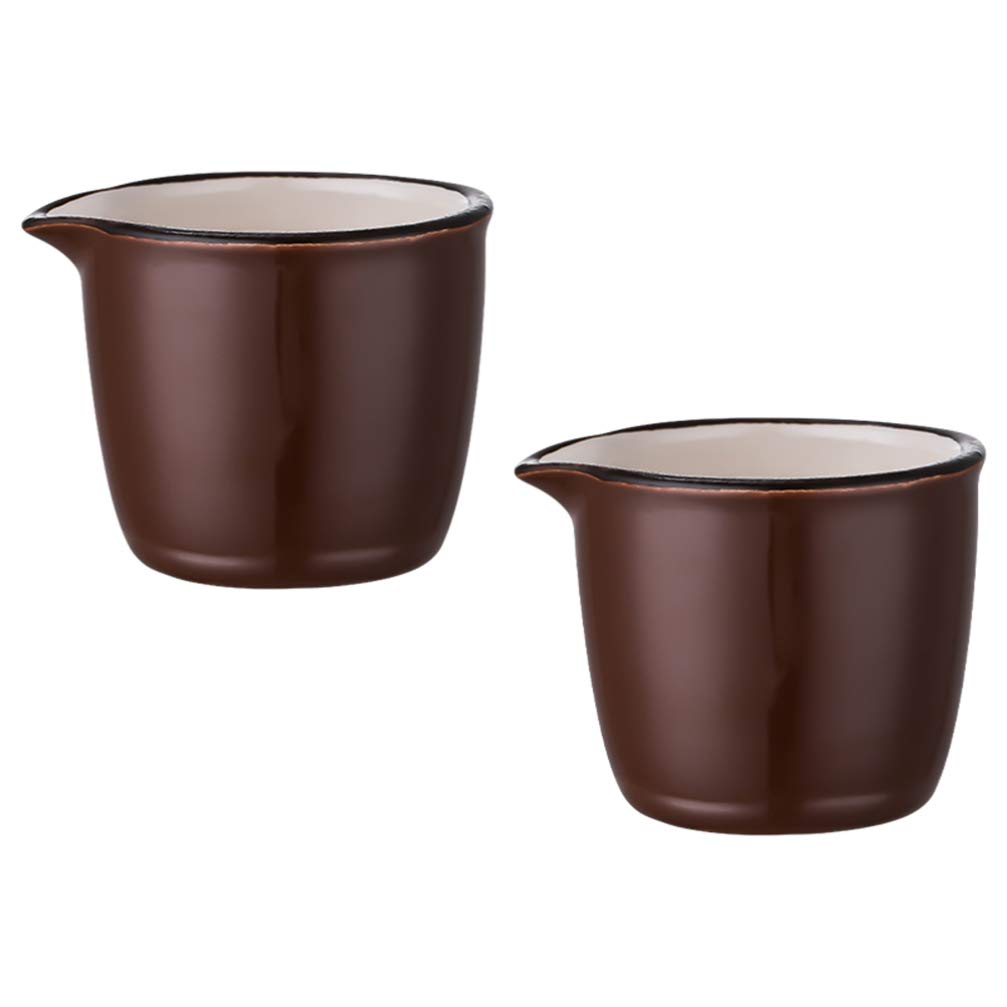Lot de 2 Mini Pots à crème en céramique pour café Lait 40 ML pichet de Service pichet à Sauce pichet à Lait pour la Cuisine Couleur aléatoire,Brun
