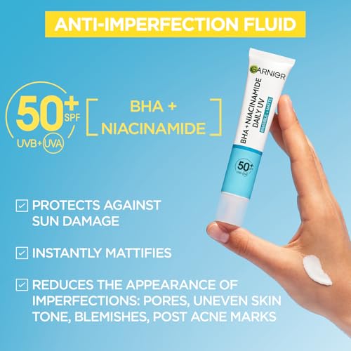 Garnier Sunscreen, With SPF50, Anti Imperfection Fluid, Prevents & Corrects Sun Damage, Invisible and Matte Finsih - Image 2