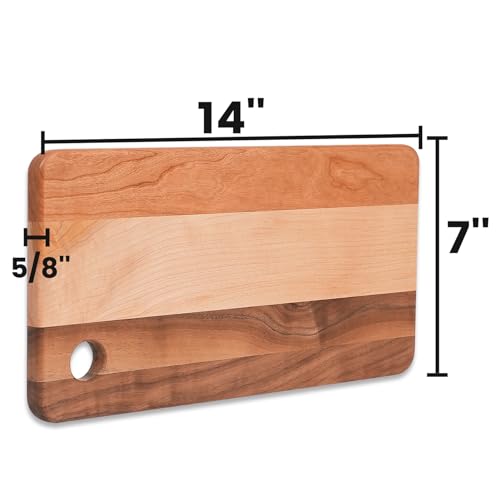 Image of CONSDAN Narrow Cutting Board for Kitchen, Small Wood Cutting Board Hardwood Chopping Board for Meat, Vegetables, Fruits, Bread, and Cheese, 14 x 7 x 10 /16 in