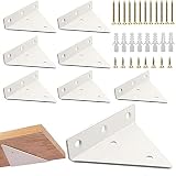 Halyuhn White Floating Shelf Bracket 8 Pcs for Small Floating Wood Shelves, 4 x 3 inches Triangle Br