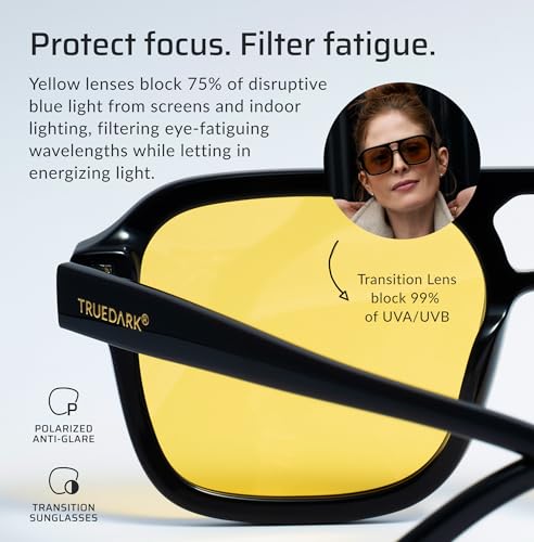 Image of TrueDark by Dave Asprey | Daylights Yellow Lenses Block 75% of Blue Light for Heavy Daytime Screen Use