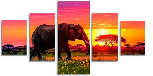 Diamant art craft kit pour adulte éléphant 5 panneaux 100x60cm broderie strass grand format F707