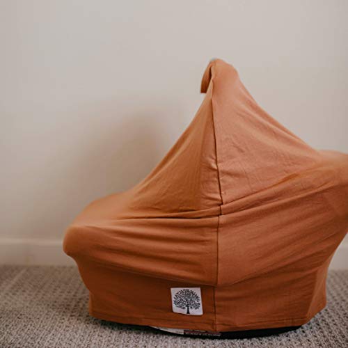 Image of Parker Baby 4 in 1 Car Seat Cover for Girls and Boys - Stretchy Carseat Canopy, Nursing Cover, Grocery Cart Cover, High Chair Cover - inchCopper inch