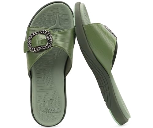 Image of COFACE Womens Dressy Orthotic Slides Lightweight Yoga Mat Thick Cushion Recovery Walking Sandals Adjustable Slip On Slippers with Comfortable Plantar Fasciitis Arch Support