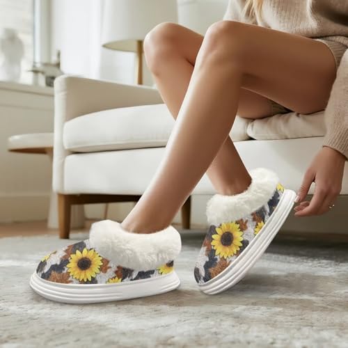 chaqlin Womens Fuzzy Slippers Animal Print Fluffy Platform Slippers Indoor/Outdoor Shoes Warm Winter House Shoes4