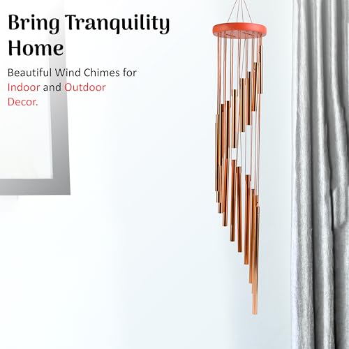 Image of ZAICUS Large Metal Wind Chime for Home & Garden, Rose Gold Wind Bell with Deep Soothing Tones, Outdoor Hanging Decor for Balcony, Patio & Entrance