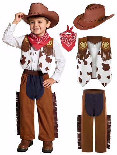 Sicypoty Kids Cowboy Costume Boys Girls Western Set Cosplay for Halloween Dress Up 5-7 Years