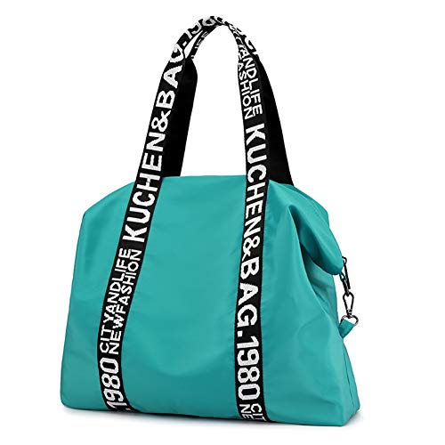 Popoti Bolsa de ombro feminina carteira de nylon bolsa de ombro mochila multifuncional bolso escolar bolsa carteiro transversal, Verde, M, Bolsa toda