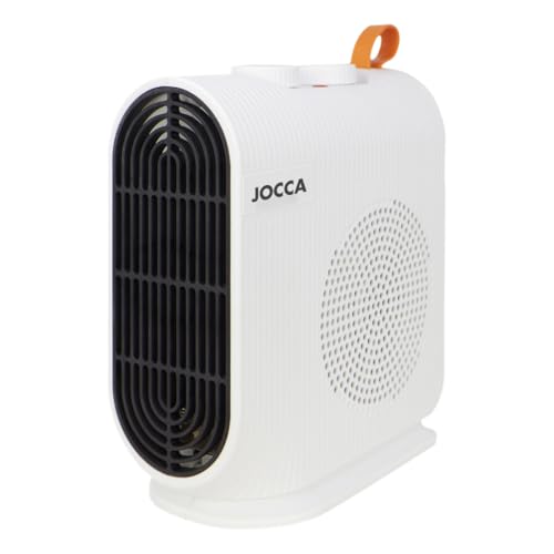 Jocca - Calefactor Eléctrico de Sobremesa 2000W, Bajo Consumo, Función Calor y Ventilador, 2 Velocidades, Termostato Regulable, Protección Sobrecalentamiento, Asa Transporte, Blanco