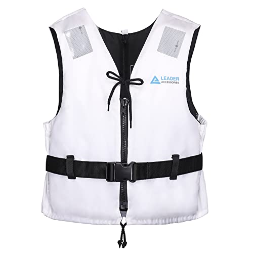 Leader International Schwimmhilfe Erwachsene, Feststoffweste ideal für den Wassersport, Auftriebshilfe bis zu 50N(Weiß L: 70-90kg)
