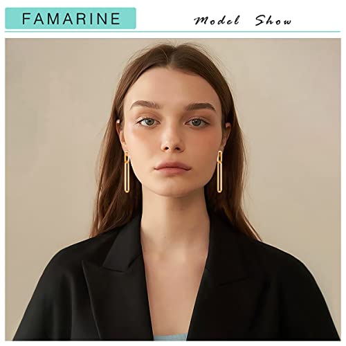 FAMARINE Long Drop Earrings for Women Geometric Dangle Earrings Statement Earrings Chic Earrings, Gold2