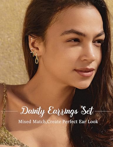 LOLIAS Hypoallergenic Surgical Steel Earrings for Sensitive Ears 20G Silver/Gold Flat Back Earrings for Women Trendy Small Stainless Steel Earrings Dainty Flatback Stud Hoop Earring Sets for Multiple Piercing 14Pairs2