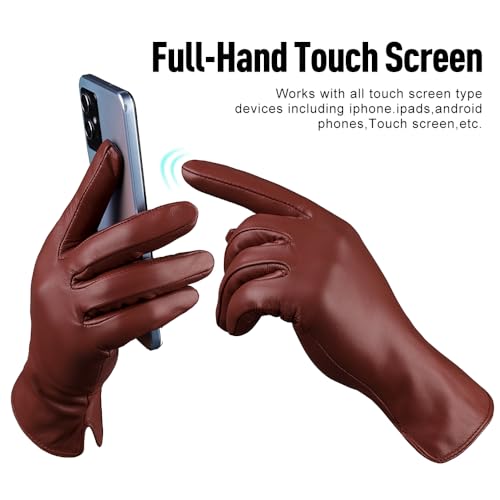 MGGMOKAY Women Leather Touch Screen Gloves