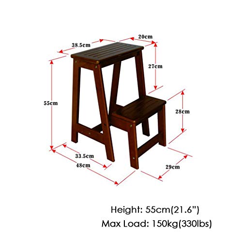 Taburete de madera de 2 etapas estable para alcanzar muebles altos 3