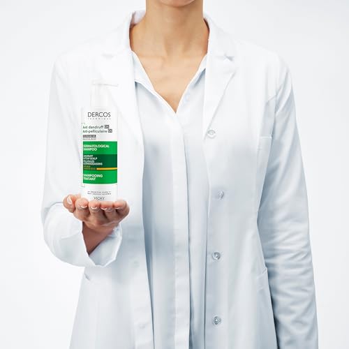 VICHY Anti-Schuppen-Shampoo, Für trockenes Haar, Juckreiz-mildernd und hydratisierend, Mit Salicylsäure, Seleniumdisulfid und Vitamin E, Dercos Anti-Schuppen, 390 ml