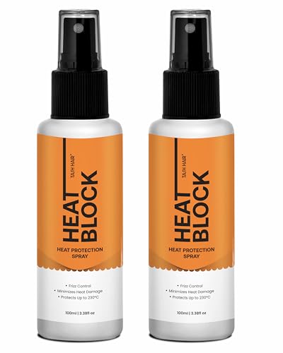 Image of Tash Hair Heat Protectant Spray for Hair- 100 ML (Pack of 2) | No Sulphates & Paraben | With Grapeseed, Castor & Argan Oil, Aloe Vera, Brahmi, Bhringraj | Upto 230C Heat Protection Spray- HeatBlock