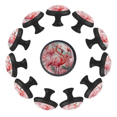 Boutons ronds en cristal flamants roses pour décorer la chambre à coucher et le dressing - 2