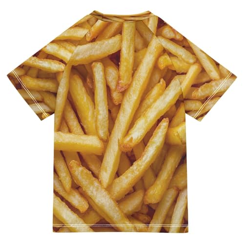 Boys Short Sleeve T-Shirts French Fries Food Rashguard Kids Swim Shirts Sun UPF 50+2