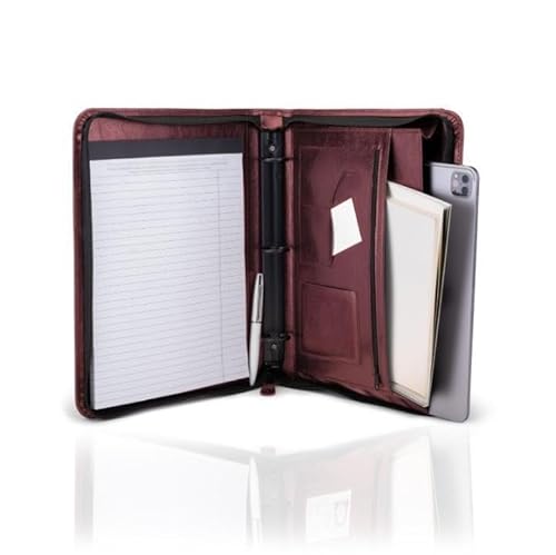 for Travigo 3-Ring Zipper Business Leather Portfolio Folder| 1.25 3-Ring Binder ...