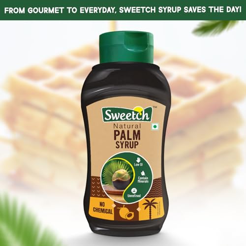 Image of Sweetch Palm Syrup 400 gm each | Refine Sugar Alternative | Use with Milk, Cookies, Coffee, Pancakes, Baking & Toppings | Low GI, Contains Minerals | Natural Sweetener, No added Sugar (Pack of 2)