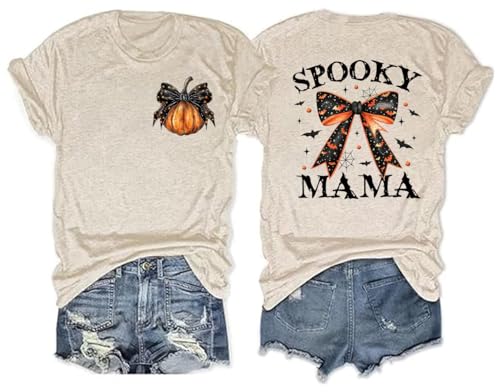 Fall Shirts for Women Halloween Town Bat Ghost Witch Vampire Pumpkin Graphic Front Back Printing Tops Shirts
