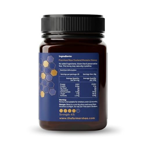 Image of THE FARMER'S BEE New Zealand Manuka Honey MGO 514+ (15+) | Monofloral Raw Honey | MGO Tested | Premium Imported Honey | Natural Face Mask, Skin Care & Minor Cuts | Throat & Respiratory Wellness | 500g