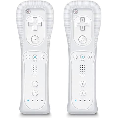 MINSWC Wii Controller 2 Pack, Wii Remote Controller with Silicone Case and Wrist Strap, Wii Remotes Compatible with Nintendo Wii -White Cover