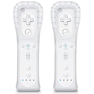 MINSWC Wii Controller 2 Pack, Wii Remote Controller with Silicone Case and Wrist Strap, Wii Remotes Compatible with Nintendo Wii -White