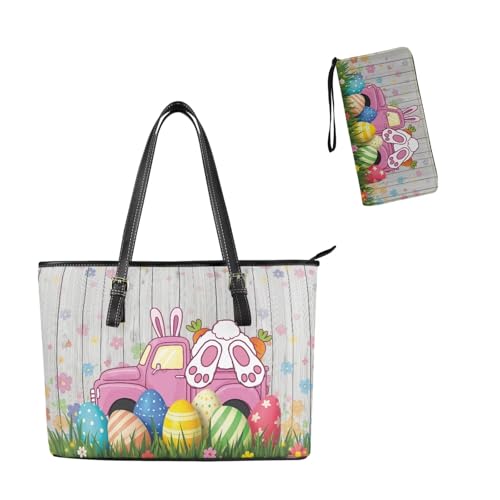 Coldinair Easter Handbag Tote Bag for Women Ladies Top Handle Purse and Wallet Set Leather Tote Purse for Women2