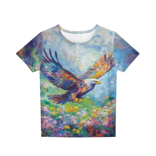 Girls Henley Shirts with Button 2-16Y Kids Casual Short Sleeve T-Shirt Summer Outfits for School Outdoor