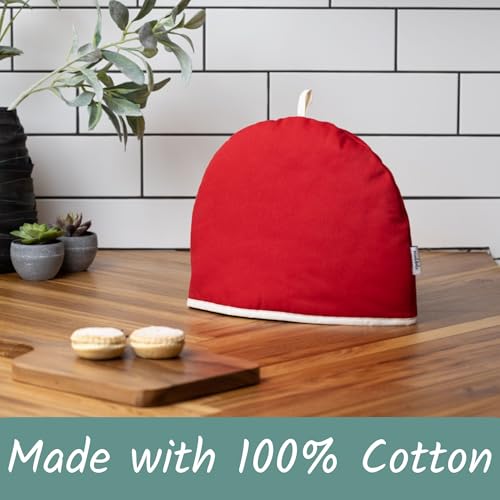 Muldale Large Red Tea Cosy for Teapot - Insulated 100% Cotton with Extra Thick Padding - Crafted in England - Fits 1 to 6 Cup Teapots - Image 3