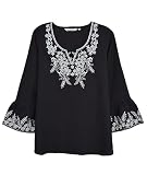 Ayurvastram TIA Embroidered Viscose Rayon Tunic: Black, 2X