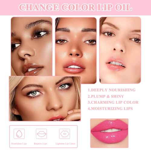 Katslyn Colour Changing Lip Oil 2 Pcs Magic Colour Changing Lip Oil,Magic Temperature Color Change Moisturizing Lip Gloss,Plumping Shimmer Lipstick,Long Lasting Moisturizing Non-sticky Fresh Texture - Image 7