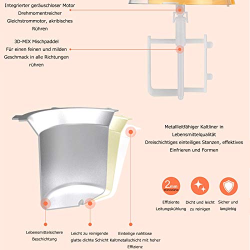 Eismaschine 500Ml Softeismaschine Für Zuhause Vollautomatische DIY-Frucht Ice Cream Maker, Edelstahl… – Bild 7