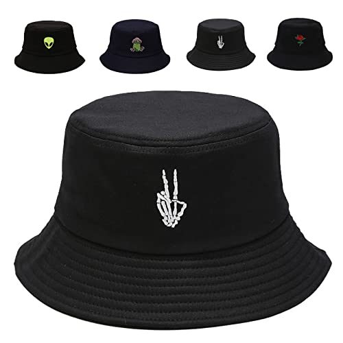 Image of Cotton Bucket Hat for Women Men Summer Travel Sun Beach Bucket Cap, Unisex Outdoor Fisherman Hat