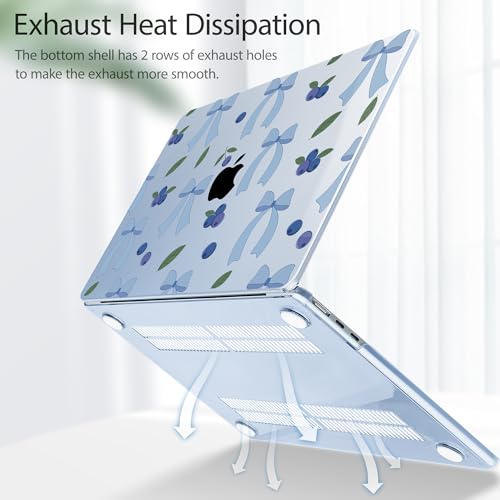 Image of Tuiklol for MacBook Air 13 inch Case M5 2026 M4 2025 M3 2024 M2 2022 Release Model A3449 A3240 A3113 A2681,Plastic Hard Shell Cover for MacBook Air 13.6 with Touch ID, Blue-Berries