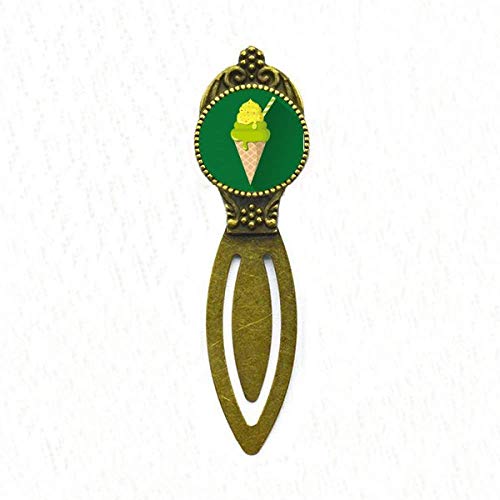 Marque-page cônes de glace vert matcha rétro en métal pour livre