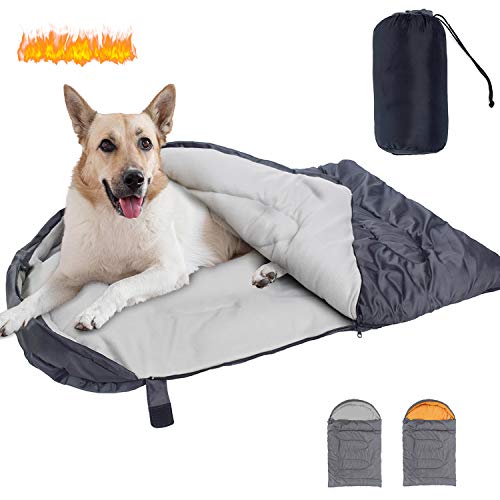 KUDES Dog Sleeping Bag Waterproof Warm Packable Dog Bed with Storage Bag for Indoor Outdoor Travel Camping Hiking Backpacking (43''Lx27''W)
