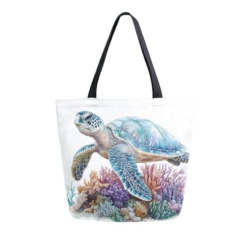 Extra Large Shoulder Tote Bag for Beach Travel Weekender Gym Sea Turtle Coral Marine Reusable Grocery Canvas Shopping Bag2