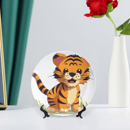 Plato decorativo de cerámica Bone China con diseño Spotted Tiger 6in miniatura 6