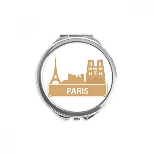 Miroir de poche à la main Paris jaune motif français cadeau rond