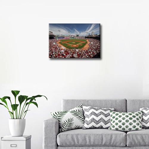 TUMOVO Fenway Park Canvas Art Wall Decor Boston Baseball Field Skyline Bedroom Wall Art Pictures for Living Room USA Sports Stadium Wall Painting Modern Wall Art Framed Ready to Hang 18x12in by TUMOVO - Used condition - Image 4