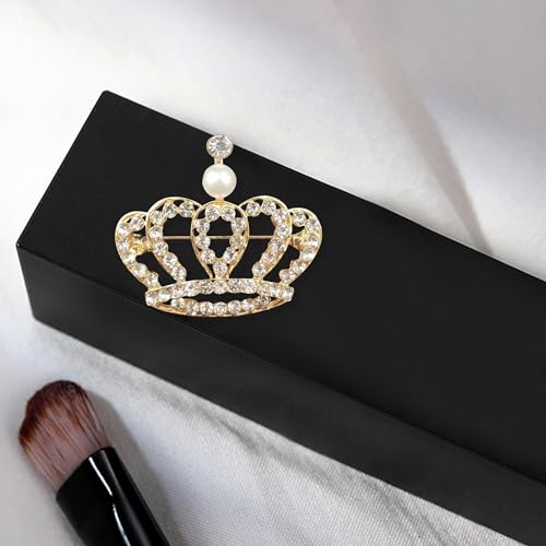 Image of GBAHFY Crystal Rhinestone Princess Queen Crown Brooch Pin for Women - Tiara for Wedding Party Banquet Birthday