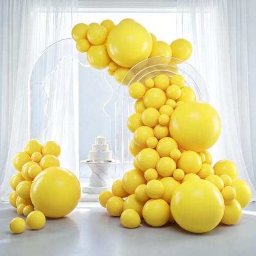 Image of RUBFAC 129pcs Yellow Balloons Different Sizes 18 12 10 5 Inch Latex Balloon Garland Arch Kit for Masquerade Party Decoration Gender Reveal Graduation Anniversary Baby Shower Party Supplies